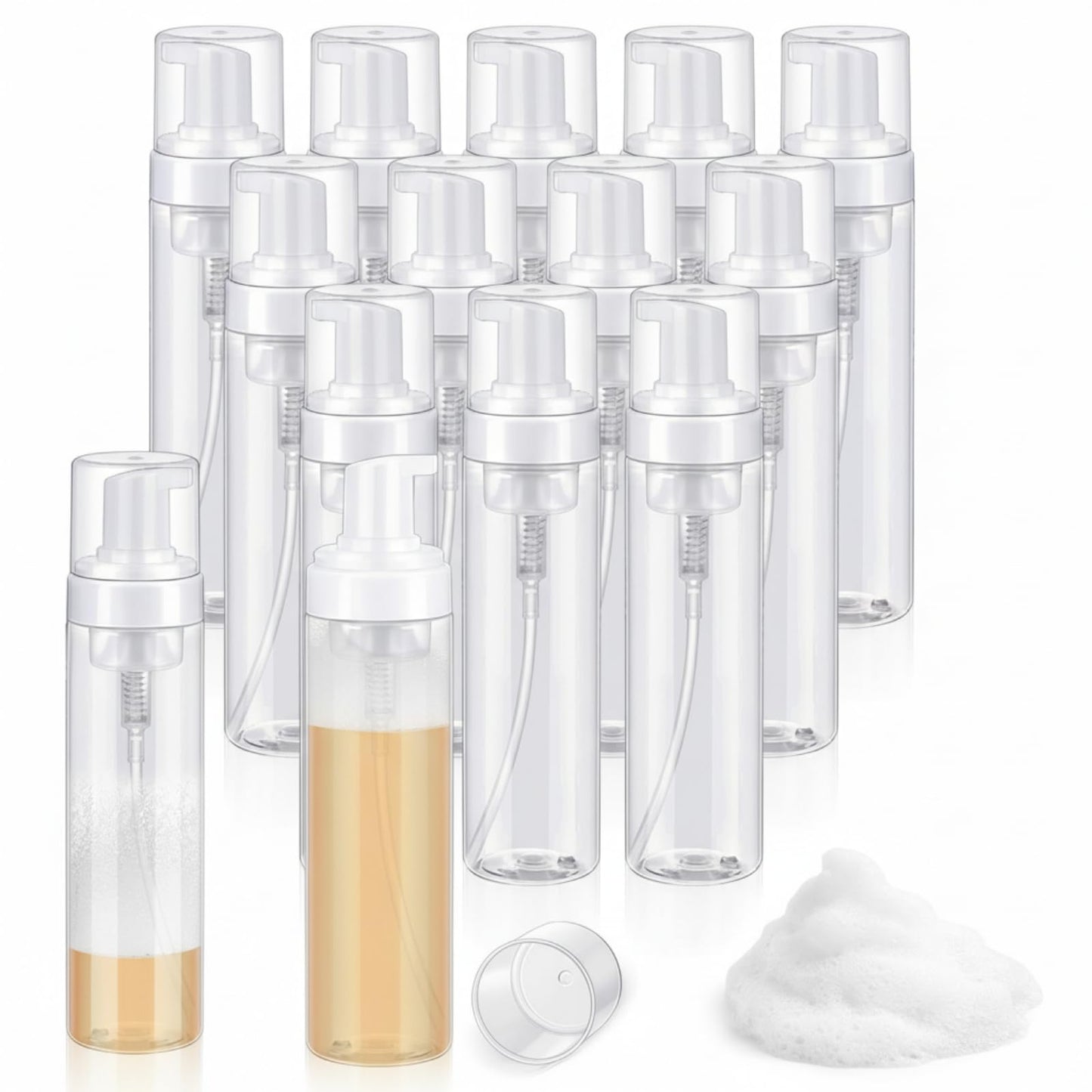 Havawish 24 Pcs 8 Oz/ 250 ml Foaming Soap Dispenser Foaming Pump Bottle Plastic Travel Hand Portable Container for Liquid Shampoo, Lash Cleanser
