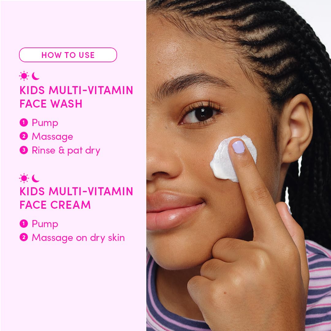 Barbie Limited Edition Kids Happy Face Duo - Multi-Vitamin Face Wash & Cream Set with Stickers | Clean Skin Care for Ages 3+