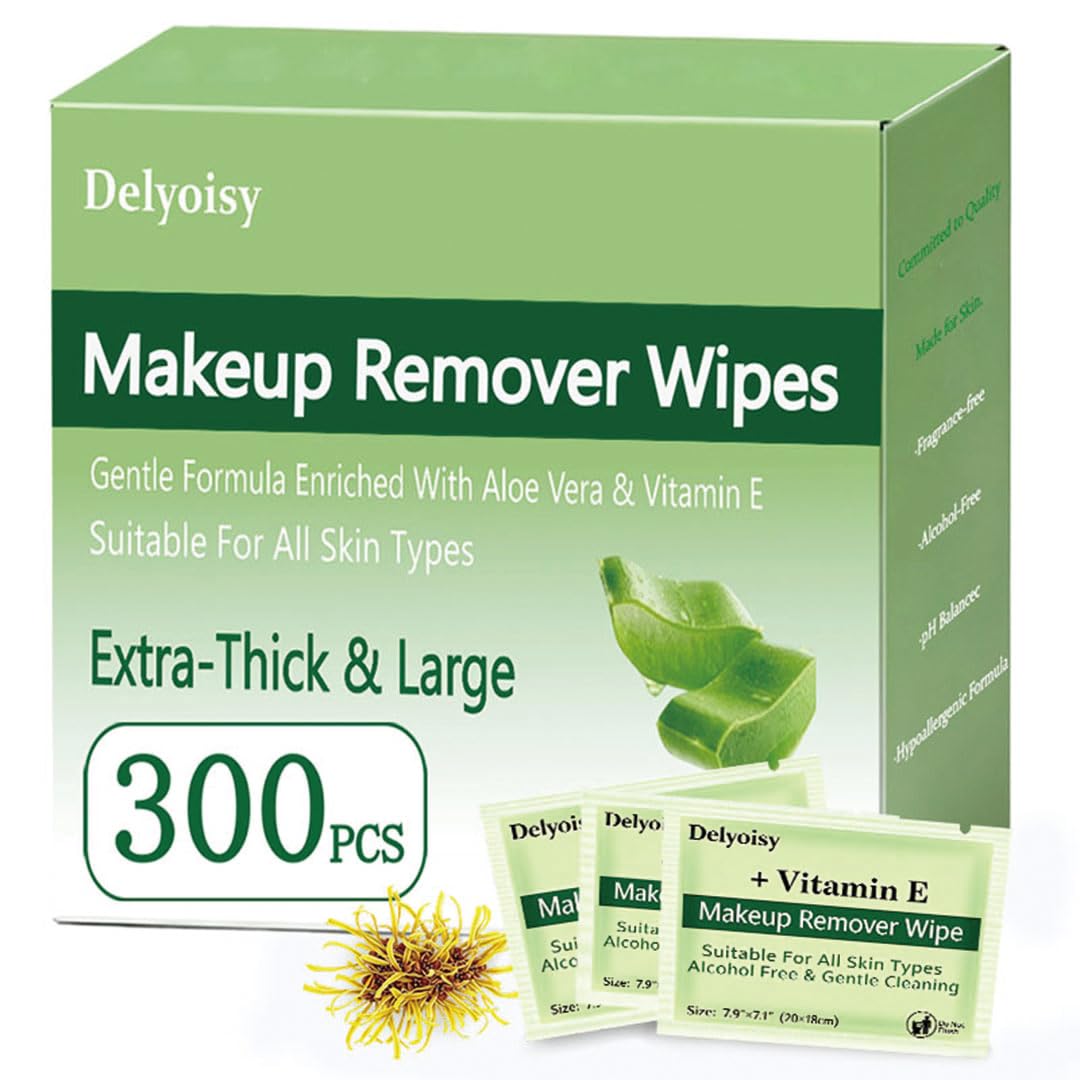 Makeup Remover Wipes - 100 Count Individually Wrapped, Alcohol-Free & Unscented | Travel Size for Sensitive Skin
