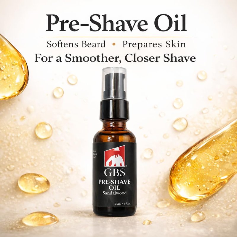 G.B.S Pre-Shave Oil for Sensitive Skin, Sandalwood, 1-Oz