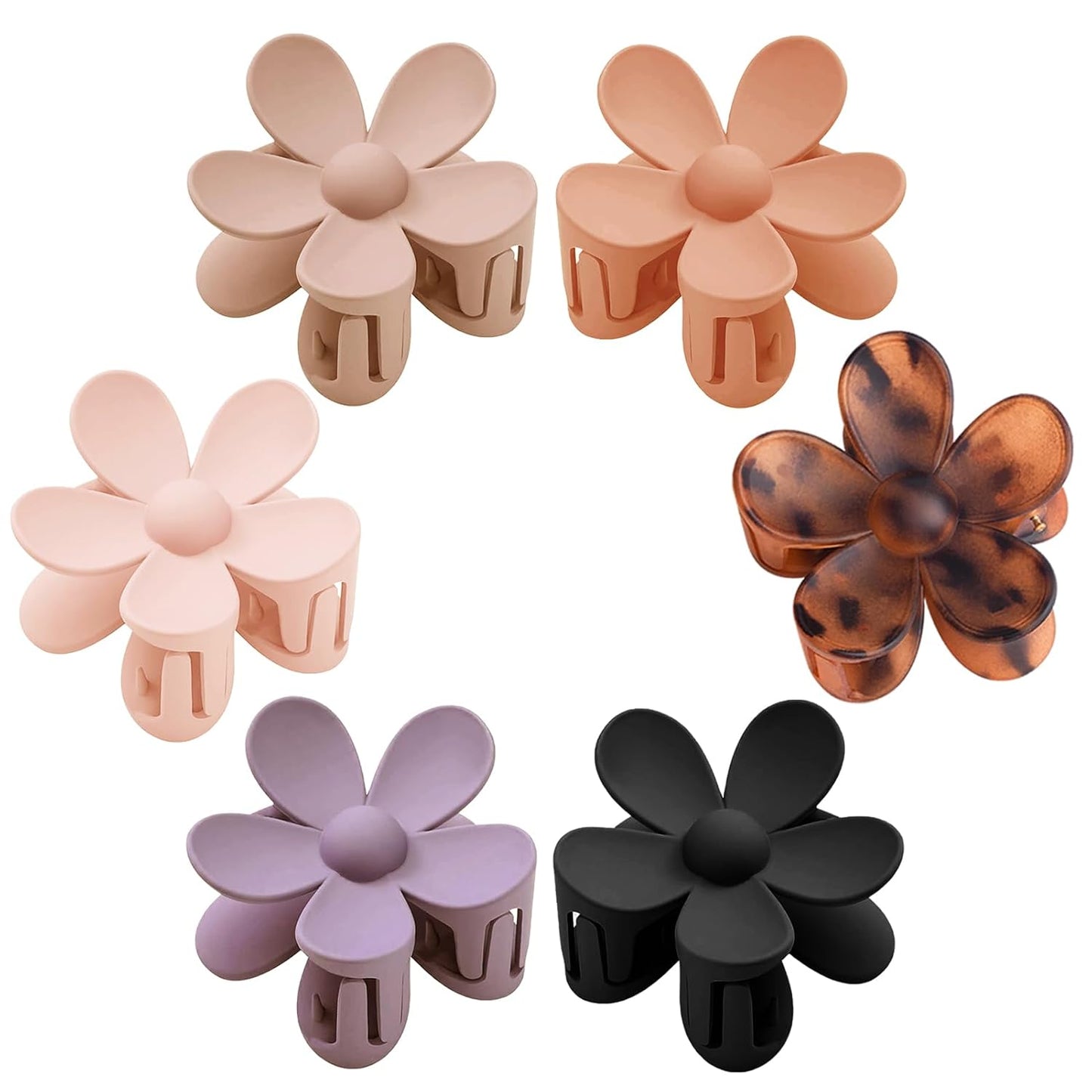 Flower Hair Clips - 6 PCS Daisy Claw Clips for Thick Hair | Matte Finish, Strong Hold, 6 Colors