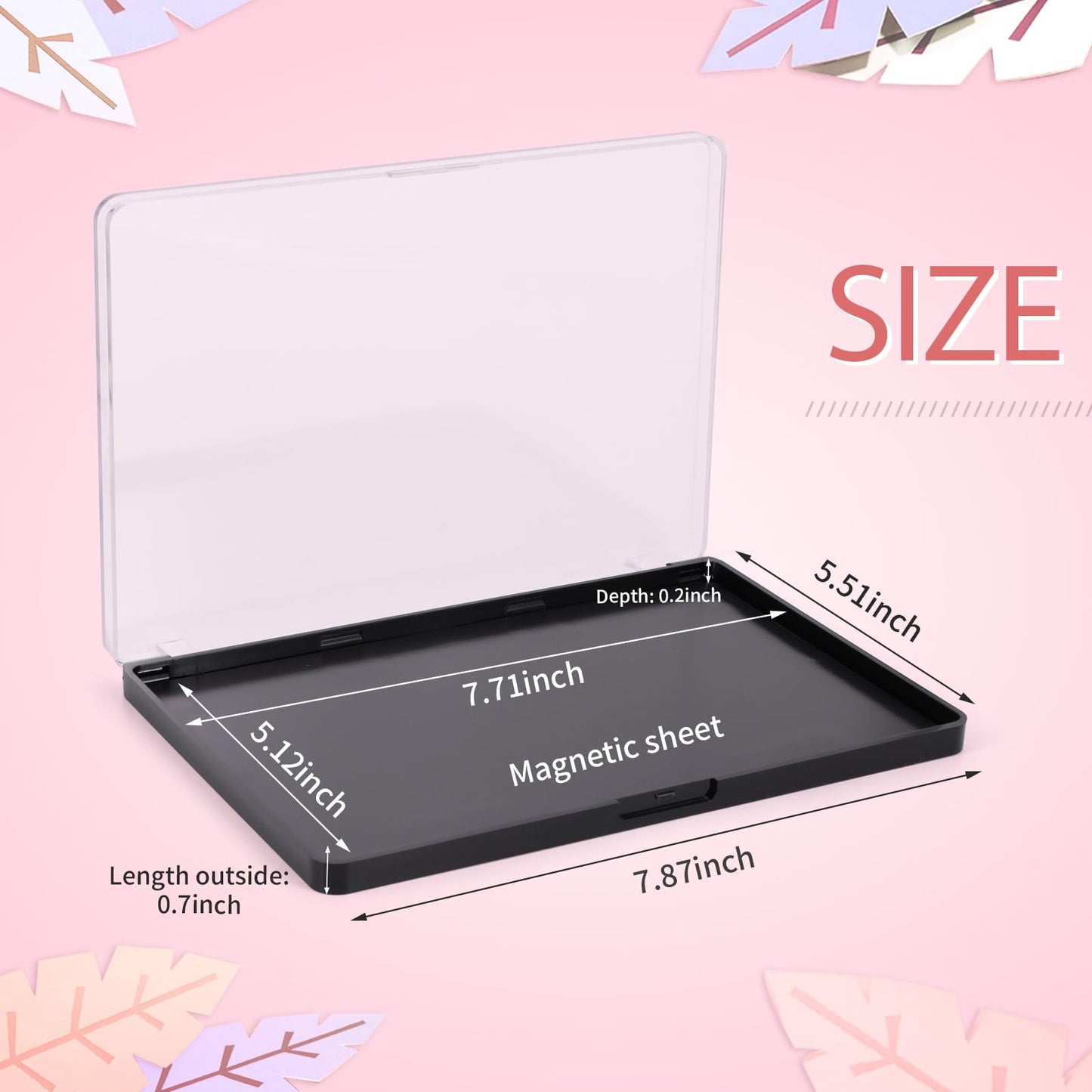 Snowso Large Empty Magnetic Eyeshadow Palette with Clear Top, Travel Makeup Organizer with 40Pcs Adhesive Metal Stickers For DIY Your Own Powder Palette (Large Palette - 7.87”x5.51”)