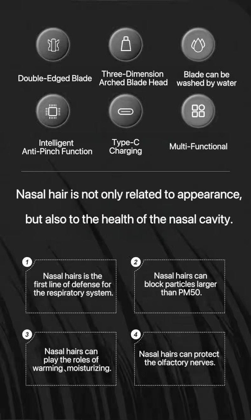 Nose Hair Trimmer for Men, 3-in-1 Painless USB Rechargeable Ear Nose & Eyebrow Trimmer with 180-Day Battery, LED Power Display, IPX7 Waterproof, Dual Blades for Precise Grooming