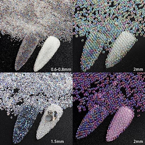 6 Bottles Pixie Crystals for Nail Art - Holographic Caviar Beads