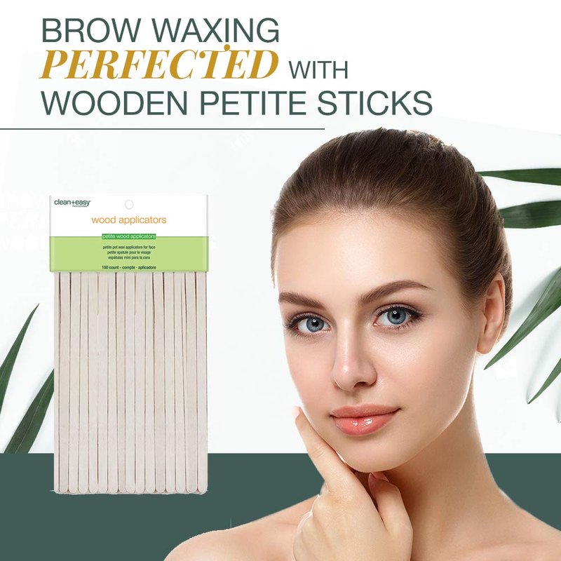 Clean + Easy Petite Wooden Applicator Waxing Sticks – Small Wax Sticks for Hair Removal Waxing, 100 Count