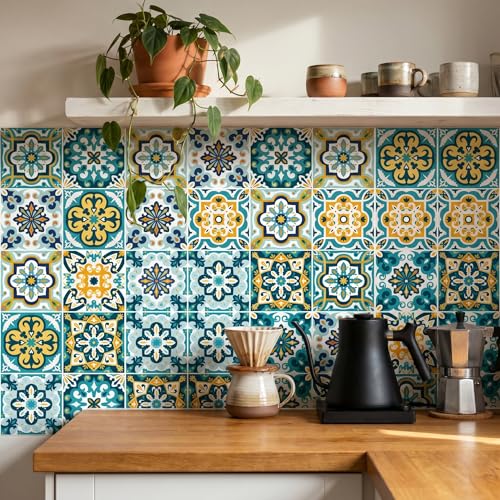 30 Pcs Floral Peel and Stick Tile Stickers - Waterproof Decor