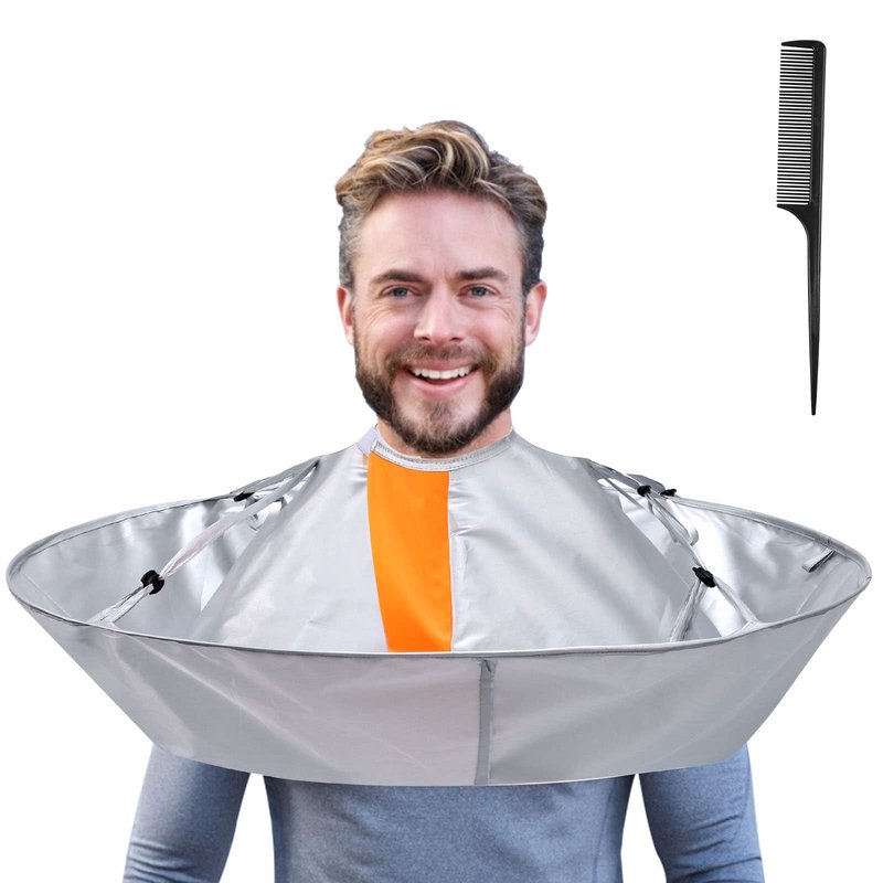 Lictin Hair Cutting Cape - Haircut Cape Umbrella Waterproof Hair Cloak Barber Cape Foldable Hairdressing Umbrella Cape Apron with 1PCS Black Comb