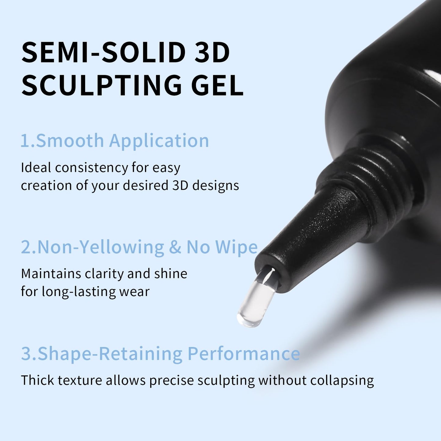 Firedeep 3D Sculpting Gel for Nail Art, Modeling Glue for Gems Decorations and Designs Clear No Wipe Gel Polish DIY Home Salon 15g