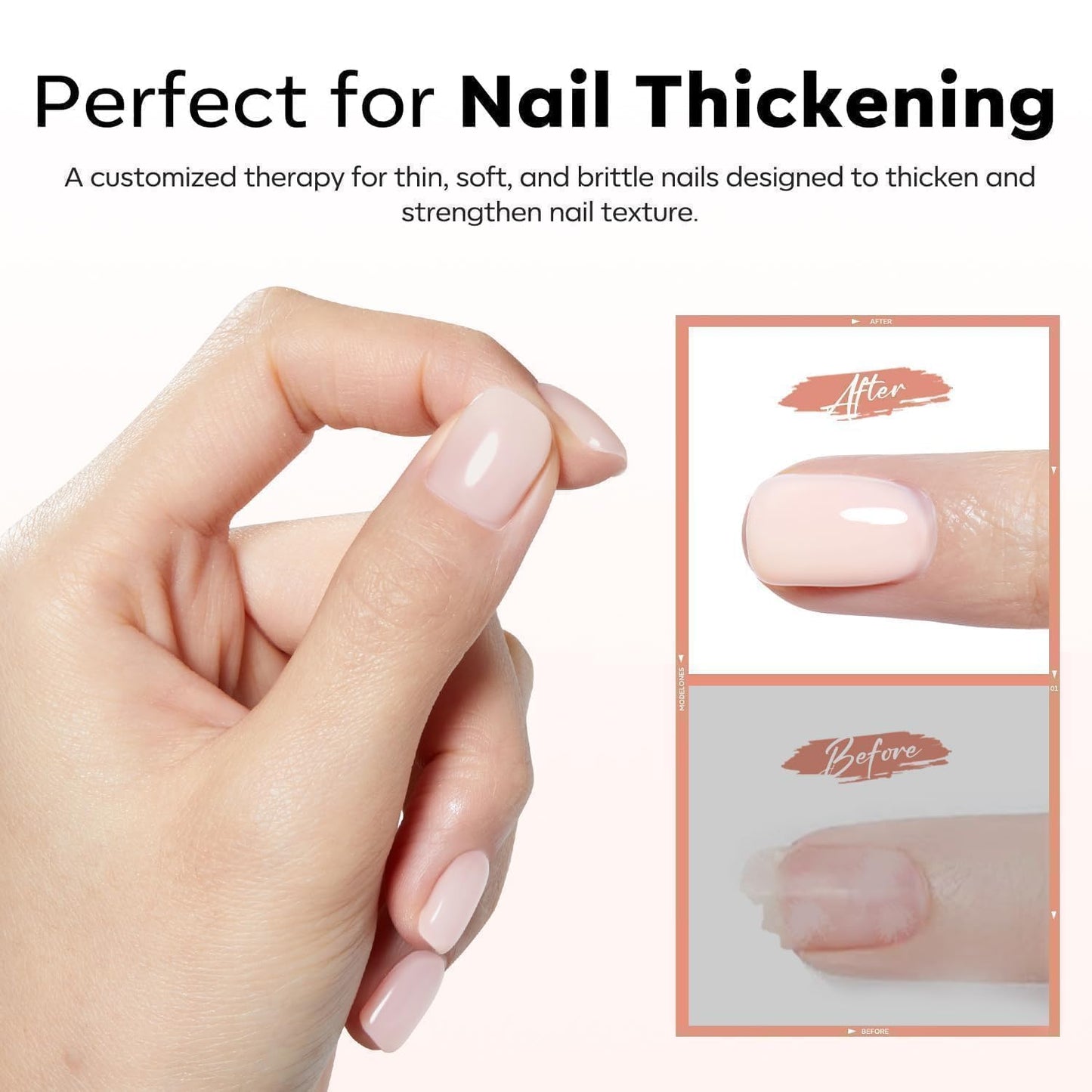 Modelones Rubber Builder Nail Gel - Jelly Nude Translucent Base Coat for Strong, Thick Nails | Ideal for DIY Home Use