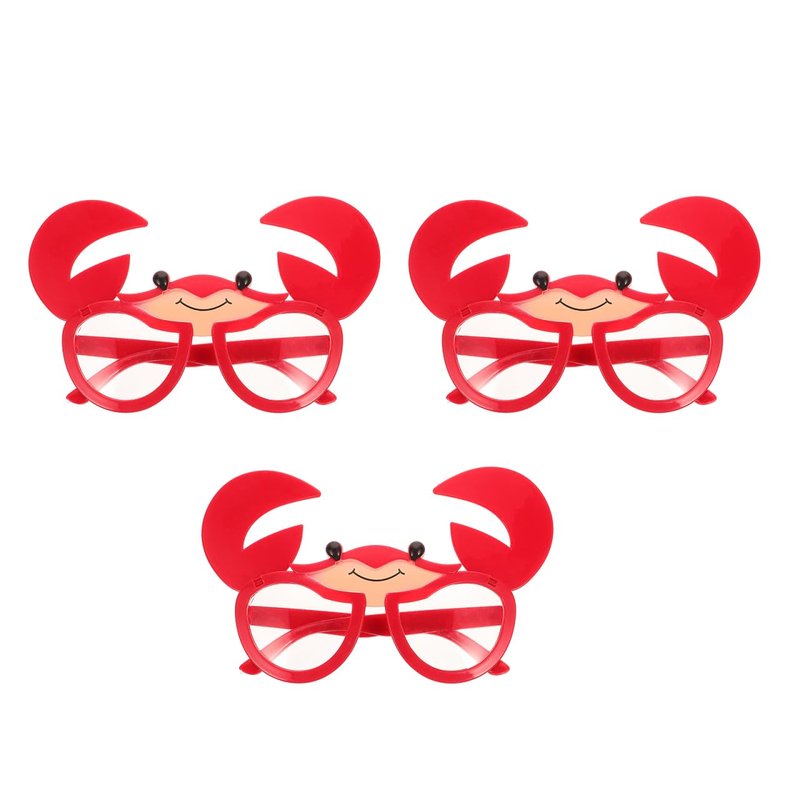 Housoutil Crab Eyeglasses, 3pcs Funny Crab Sunglasses, Sunglasses Novelty Funny Eyeglasses Cartoon Ocean Animal Costume Accessories Photo Props for Hawaiian Luau Beach Tropical Summer Party