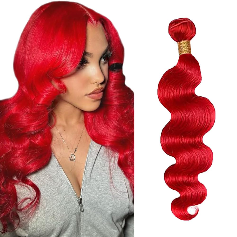 Red Bundles Human Hair Burgundy Body Wave Bundles 8A Brazilian Virgin Remy 14 Inch Double Weft Red Bundle Hair Extensions 100g/PC