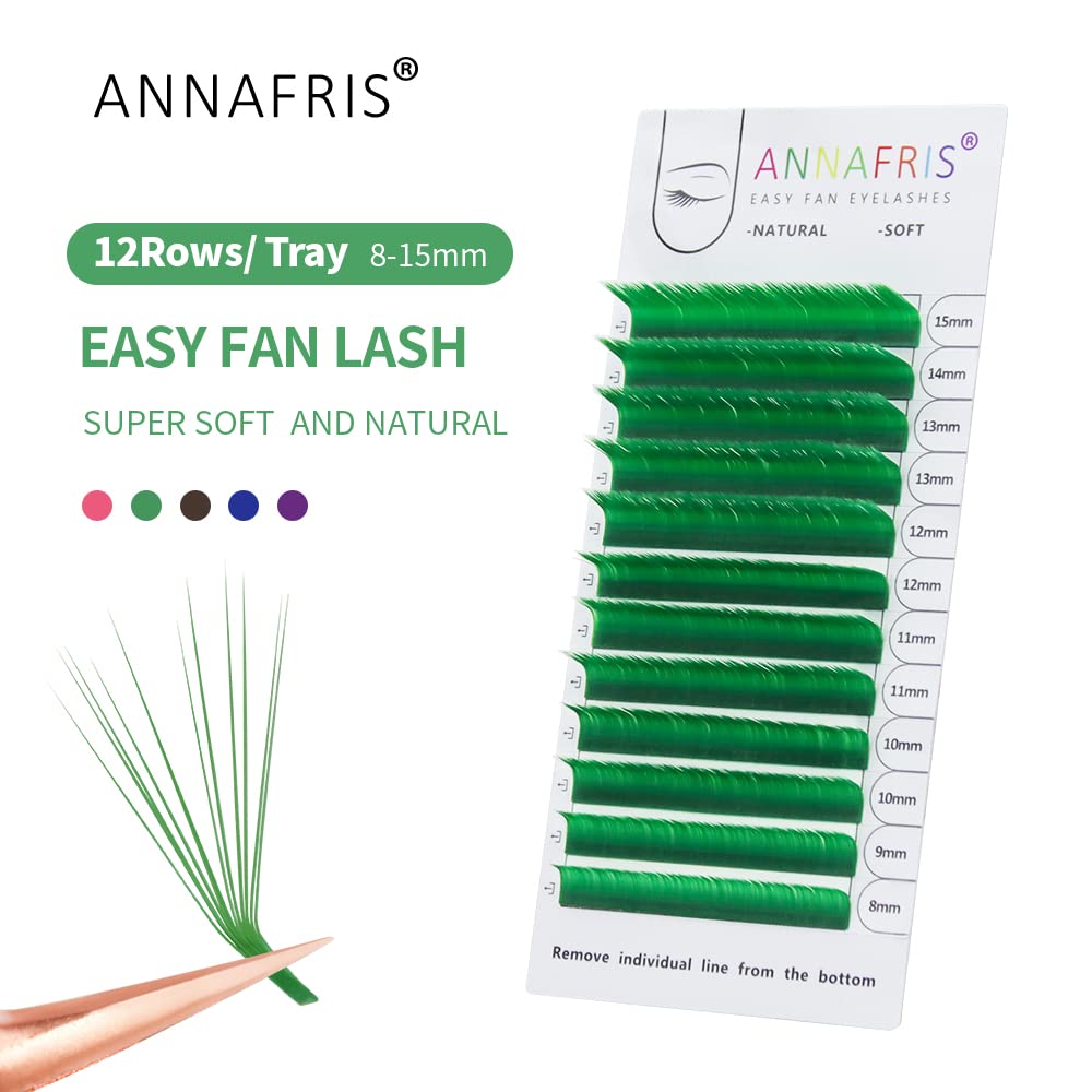 Colored Eyelash Extension Easy Fan Purple 0.07 C Curl 8-15mm Mixed Volume Lash Extension Individual False Eye Lashes With Color By ANNAFRIS (Easy Fan Purple,0.07 C 8-15mm Mix)