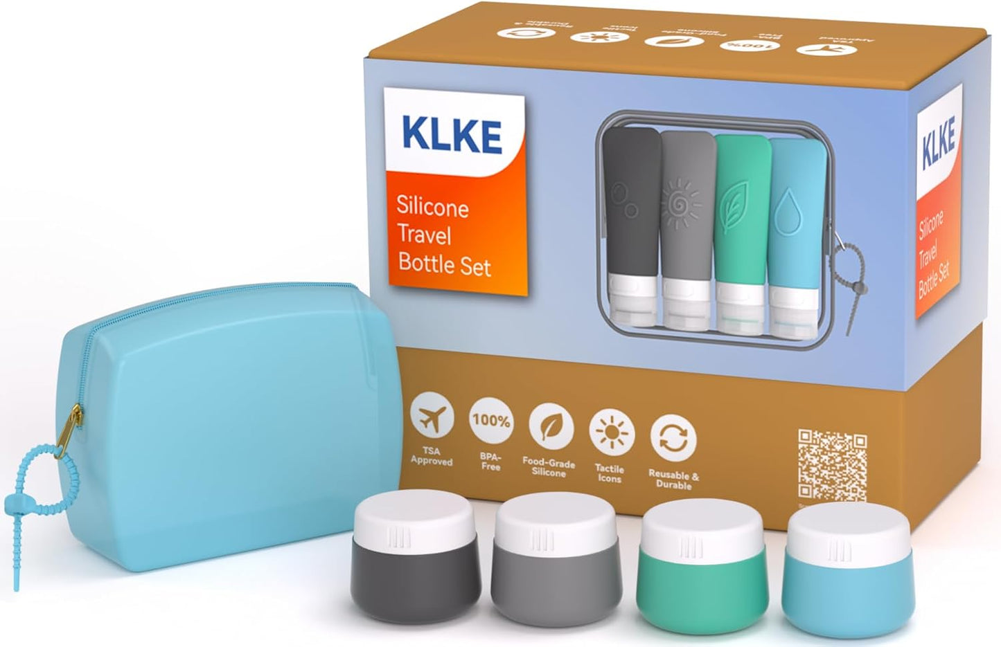 Silicone Travel Bottles Set - TSA Approved Leakproof Toiletry Kit with Easy-Squeeze Design | 16-Piece Waterproof Bag Included