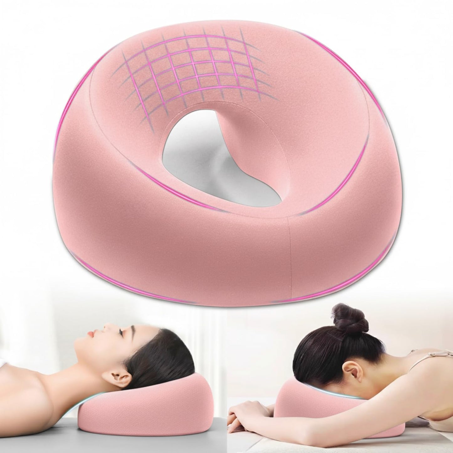 Massage Face Cradle Headrest - Post-Surgery Recovery Pillow for Stomach Sleepers | Pink Color
