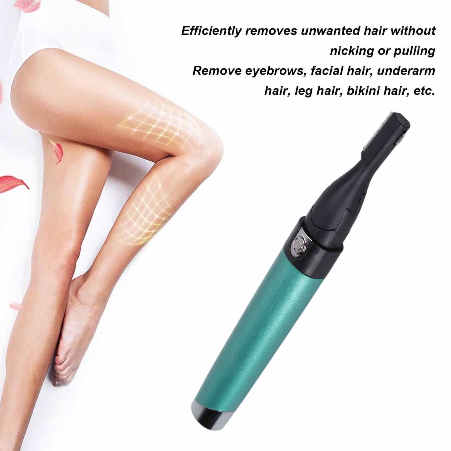 Yinhing Electric Eyebrow Trimmer,Portable Hair Remover Trimmer Painless Shaver Kit for Women Men Lips Armpit Leg Body,Battery Operated (Green)