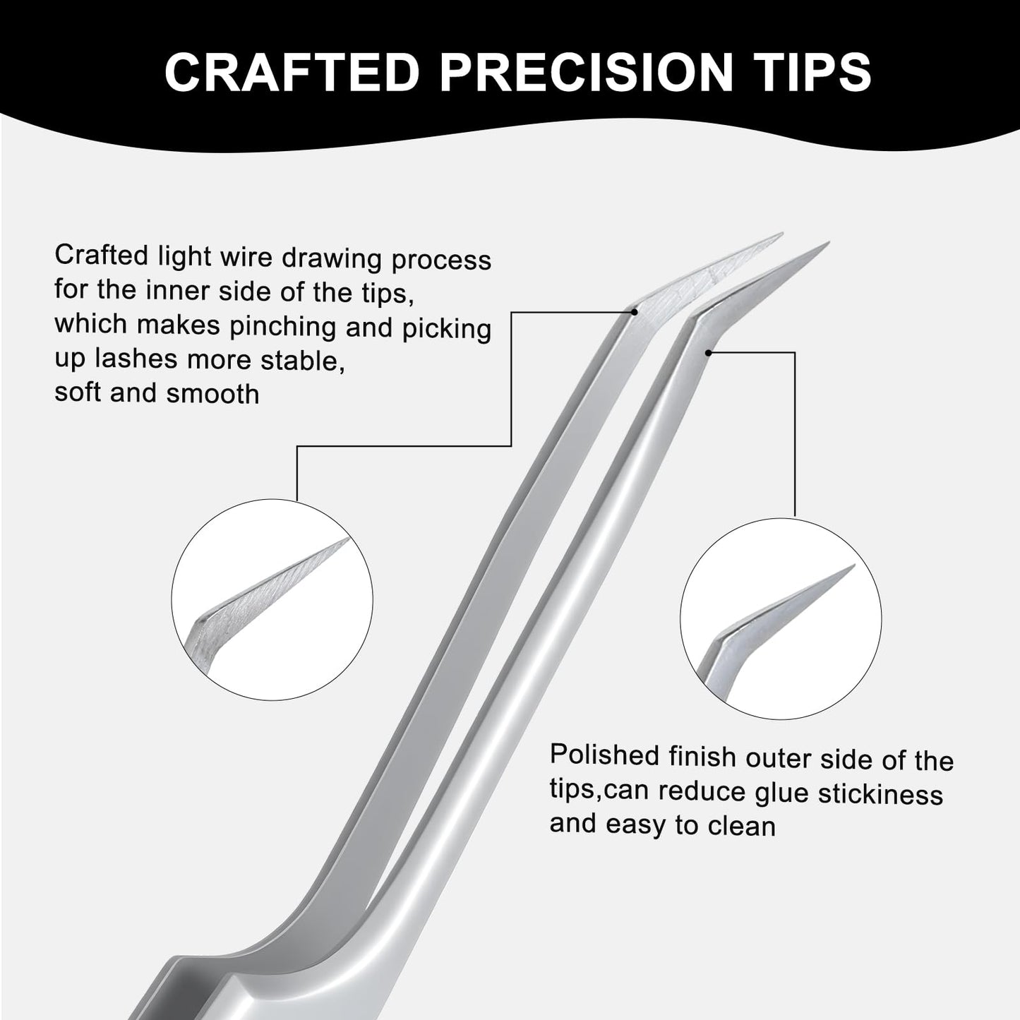 Ms.Queen Lash Tweezers for Eyelash Extensions,Professional Fine Tip 45 Degree Lash Tweezers for Volume Lash Extensions