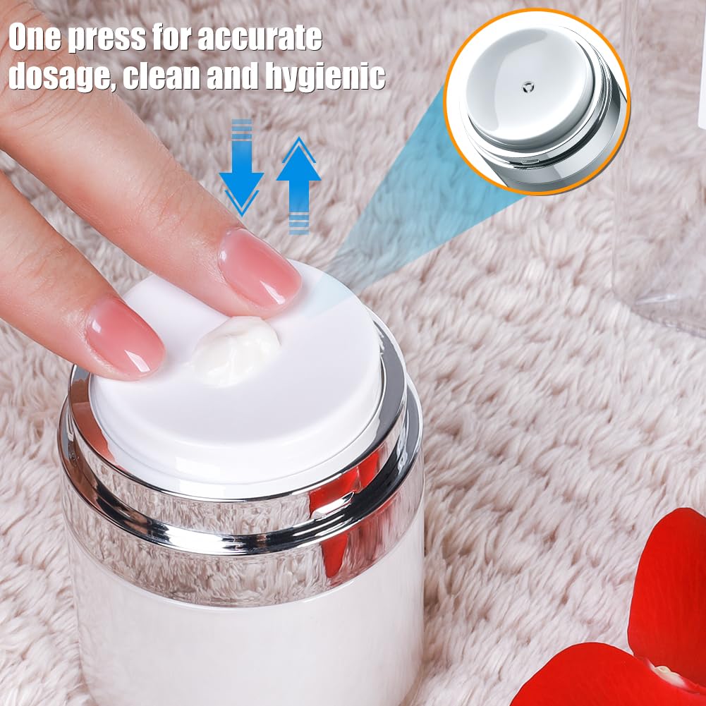 Airless Pump Jar - 1 oz Vacuum Dispenser for Cream | Leak-Proof Travel Lotion Container - Multi-Purpose (2 Pack)