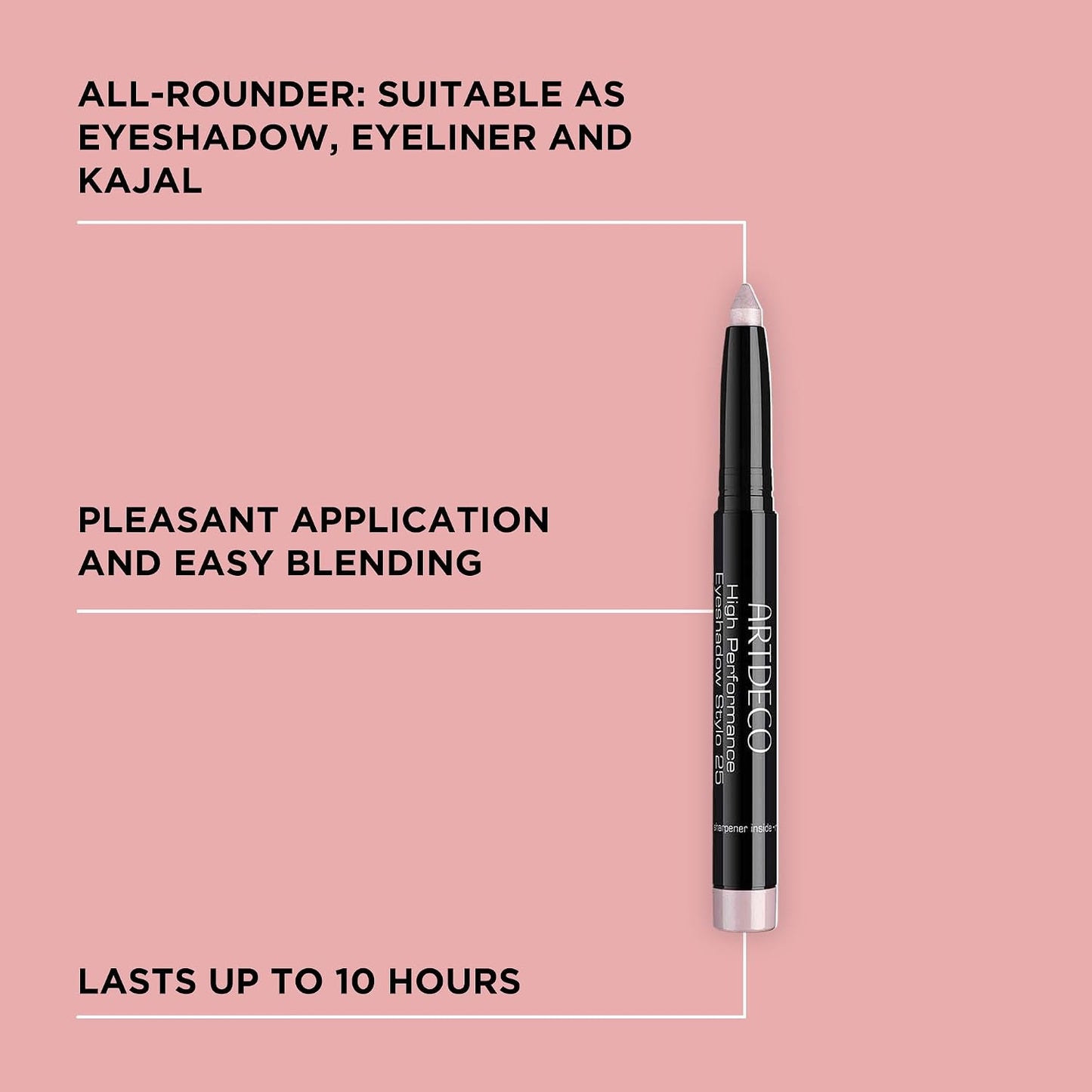 High-Performance Eyeshadow Stylo - Seashell N°25 | 3-in-1 Stick for Eyeshadow, Eyeliner & Kajal - Waterproof & Long-Lasting - 0.04 Oz