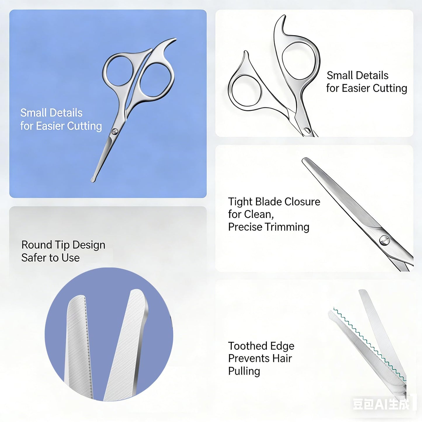 4.7-Inch Small Women’S Pubic Hair Scissors Round-Tip Scissors&Bikini Trimmer Safety Groomer For Sensitive Areas, Stainless Steel, Ergonomic Grip