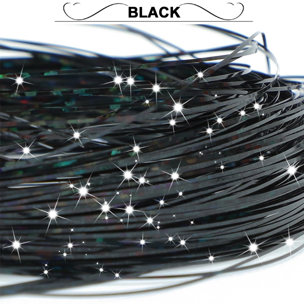 Hair Tinsel 47 Inches Hair Tinsle Kit with Tools 1200 Strands Fairy Hair Tinsel Heat Resistant Sparkling Shiny Extensions Glitter Tinsel Kit for Women Girls