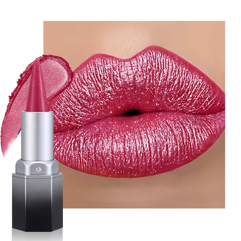 Nude Pink Shimmer Lipstick - Metallic Moisturizing Glow & Plumping Formula | Long-Lasting Waterproof (01#Nude Pink)
