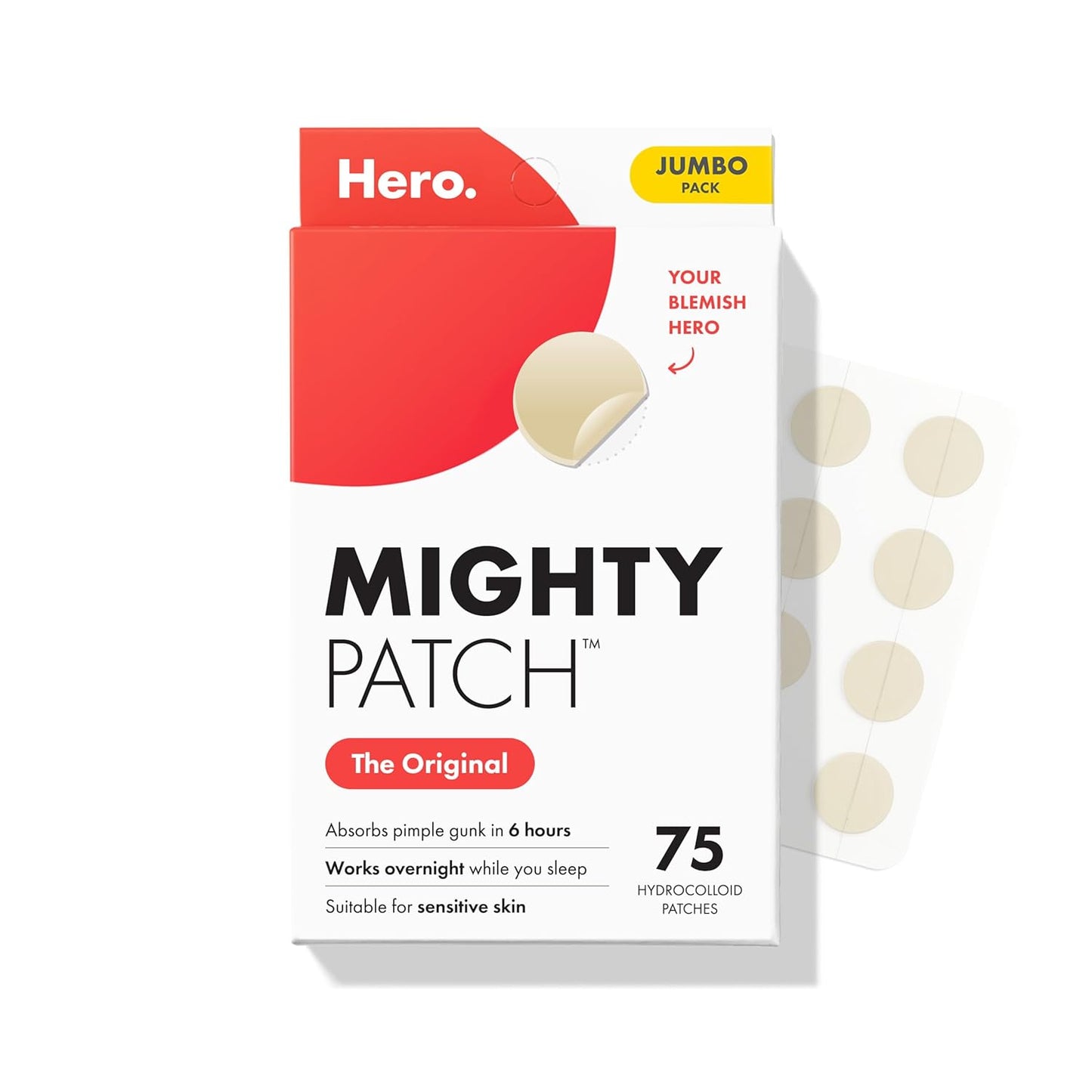 Mighty Patch Original - Hydrocolloid Acne Pimple Patch for Fast Zit & Whitehead Relief | 72 Count