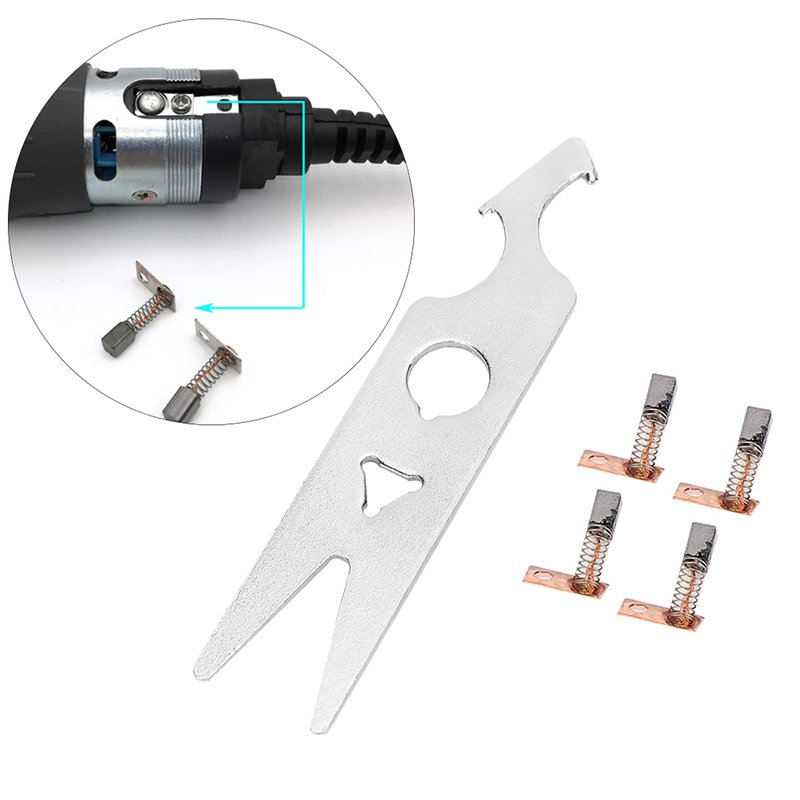Luatoxry Nail Drill Carbon Brush, 2 Pairs Nail Polishing Parts, Alloy Nail Drill Handpiece Accessories, Polishing Machine Carbon Brush Wrench Set for Home, Salon, 0.6x3.1x0.1in