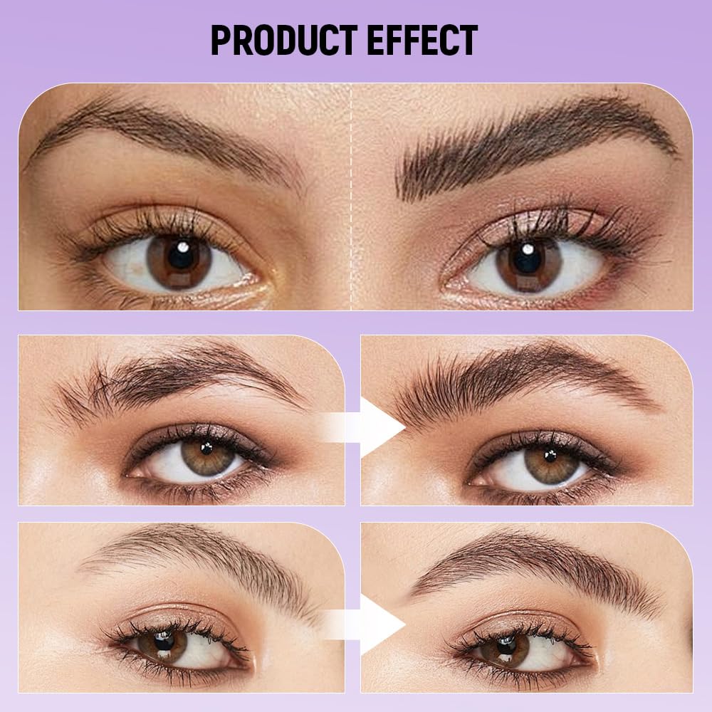 2PCS Microblading Eyebrow Pencils, 2026 Upgraded 4 Tipped 3D Waterproof Brow Pencil with Micro-Fork Tip Magic Eyebrow Contouring Pencil Brush for Women Natural Makeup (Light Brown)