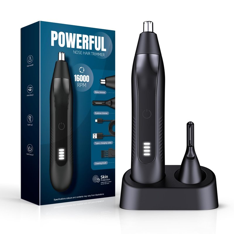 2 in 1 Nose Hair Trimmer for Men - LED Power Display, 16000RPM Motor, Electric Ear & Eyebrow Grooming Kit, Nose Hair Cutter & Remover, Face & Body Clipper, Gift for Male Men Christmas Father's Day