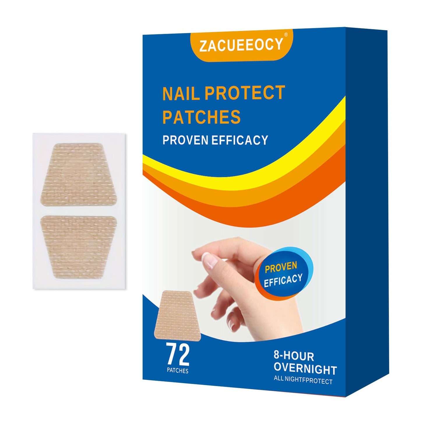 ZACUEEOCY 72PCS Nail Treatment Patches for Toenail and Fingernails, Nail Repair Patches Extra Strength 8-Hours Overnight Care and Repair for Damaged Nails for Men and Women