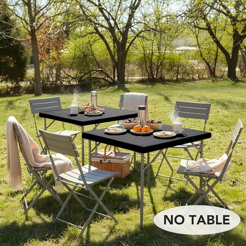 LUSHVIDA Waterproof Fitted Table Cover 34x34 inch - 2 Pack Black