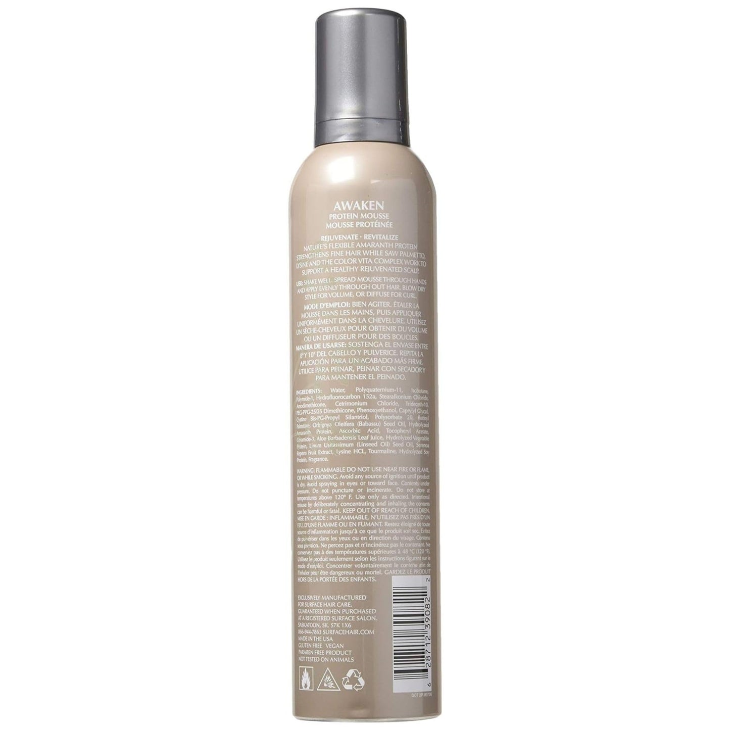 Surface Hair - Awaken Mousse: Color Safe, Volumizing, Firm Hold Hair Mousse to Thicken Hair, Sulfate-Free, Paraben-Free, 8.8 oz