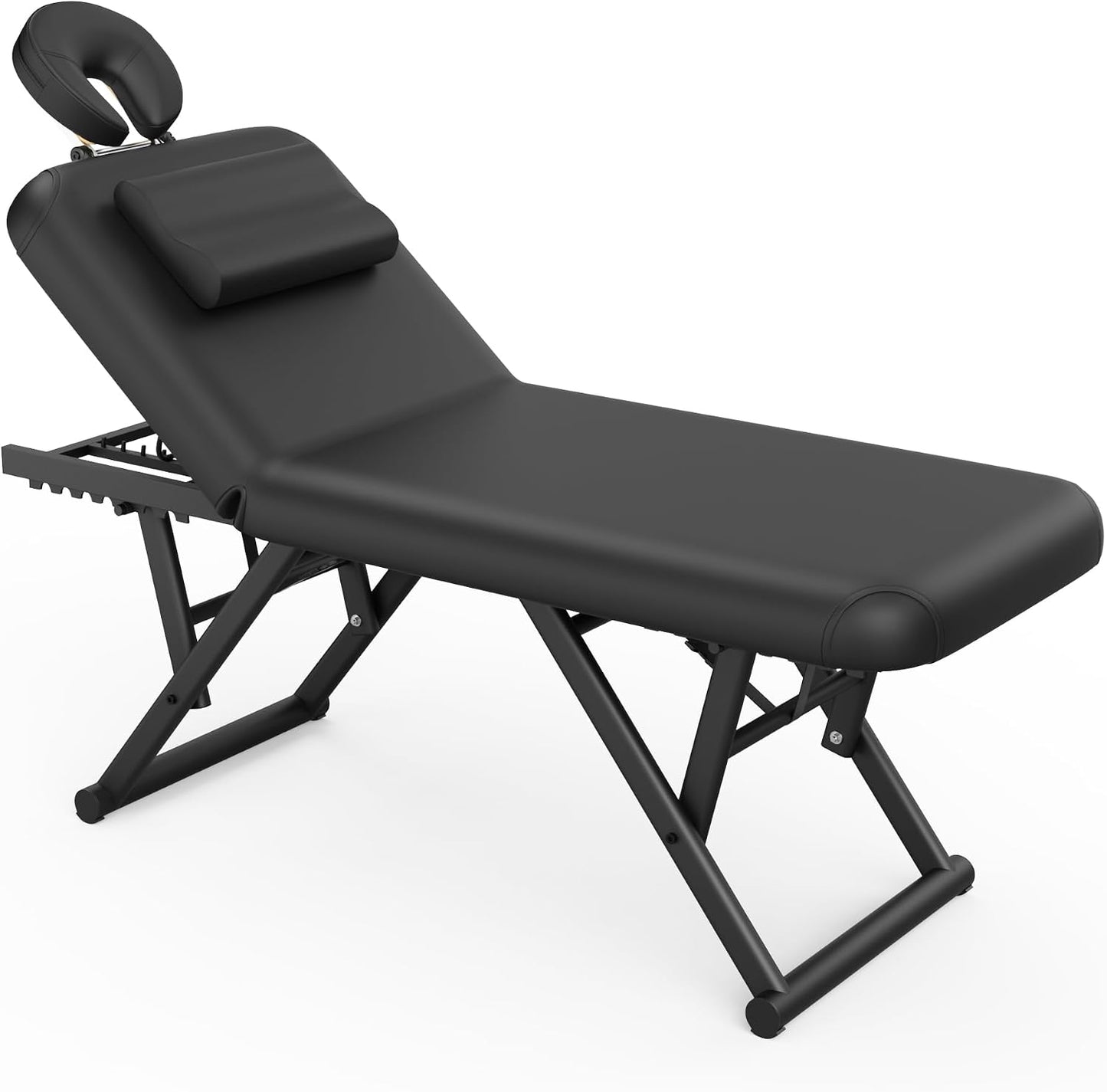 Adjustable Massage Table - Manual Height & Backrest Control, Face Pillow & Headrest | Brown Spa Treatment Bed