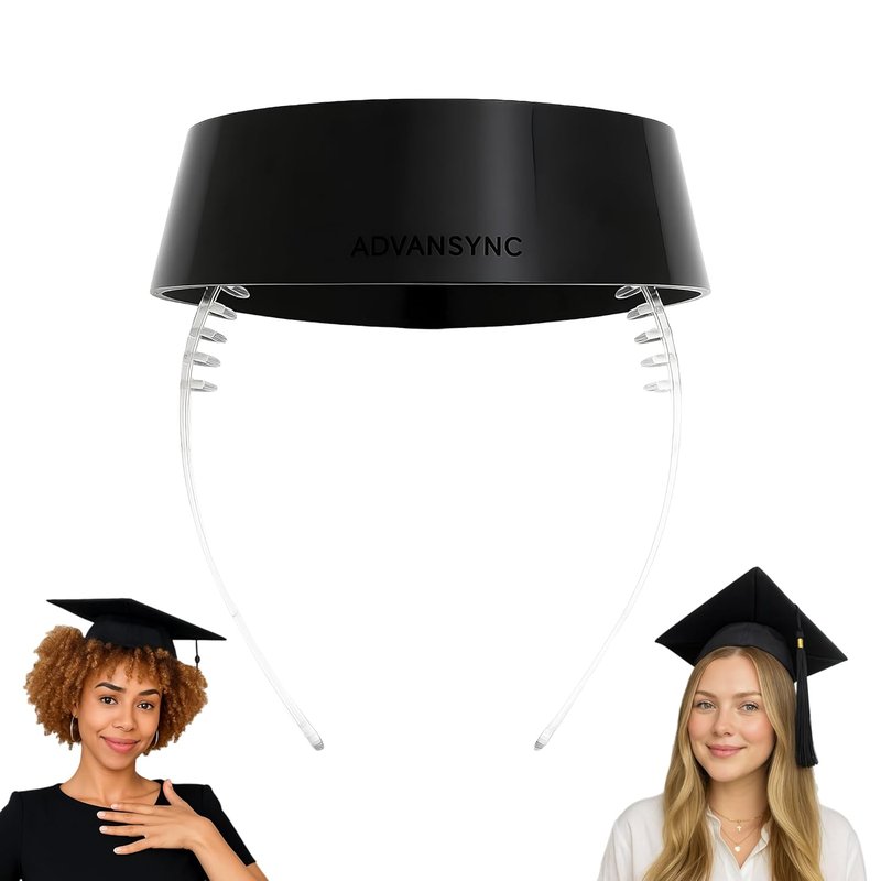 GradCapBand Deluxe Graduation Cap Headband - Stylish Black & Clear Design
