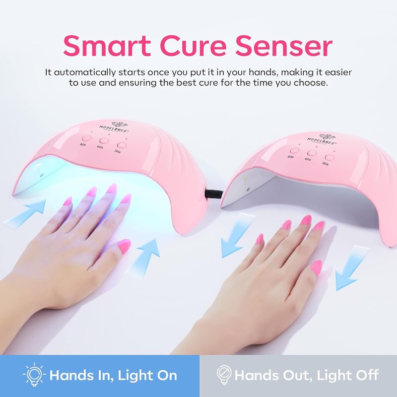 Modelones UV Nail Light - 48W Gel Nail Dryer with 3 Timer Settings | Includes UPF99+ Protection Gloves