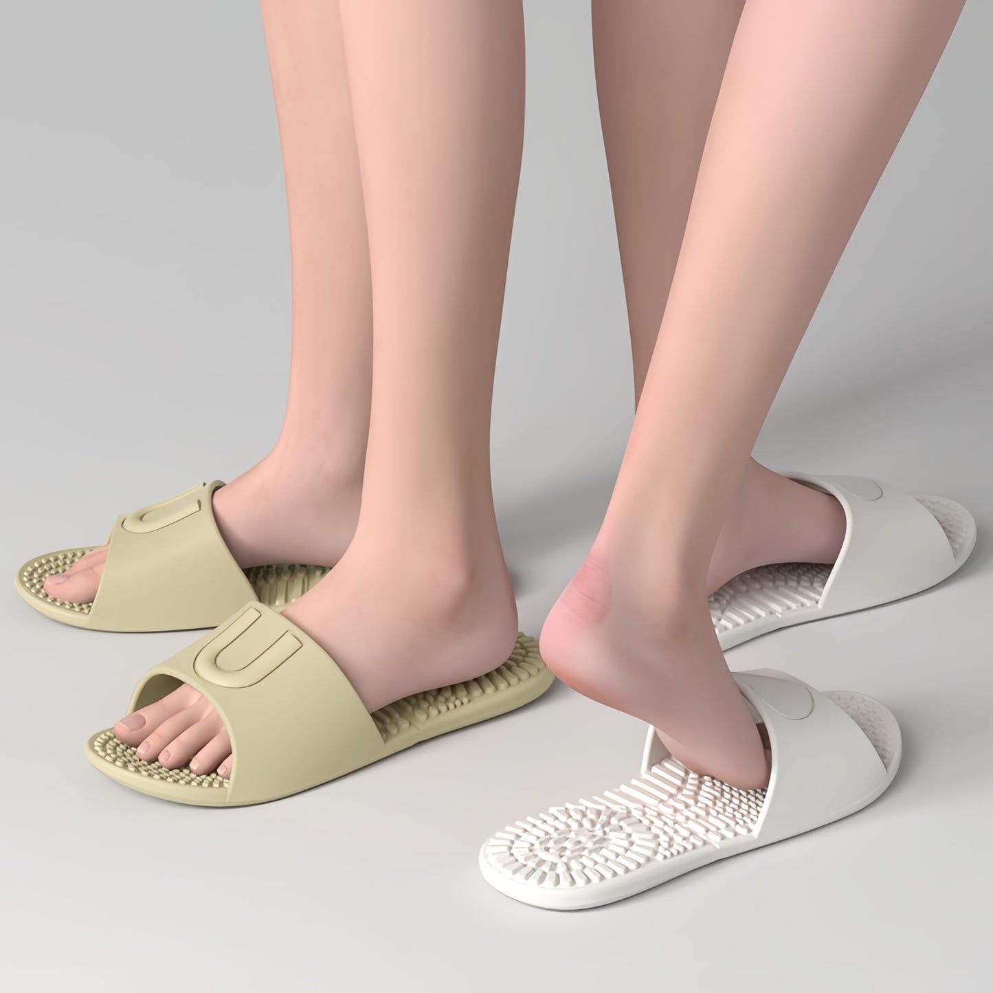 LUNASCULP Shower Shoes Travel Foldable Portable Non Slip Slippers for Hotel Guests Swimming Spa Unisex Men Women Lightweight EVA Bathroom Slides Quick Drying Water Resistant Footwear