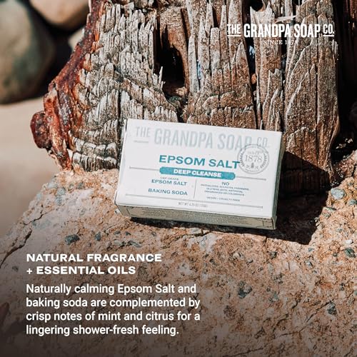 Epsom Salt Bar Soap 4 Pack - Deep Cleansing Vegan Soap for Face & Body