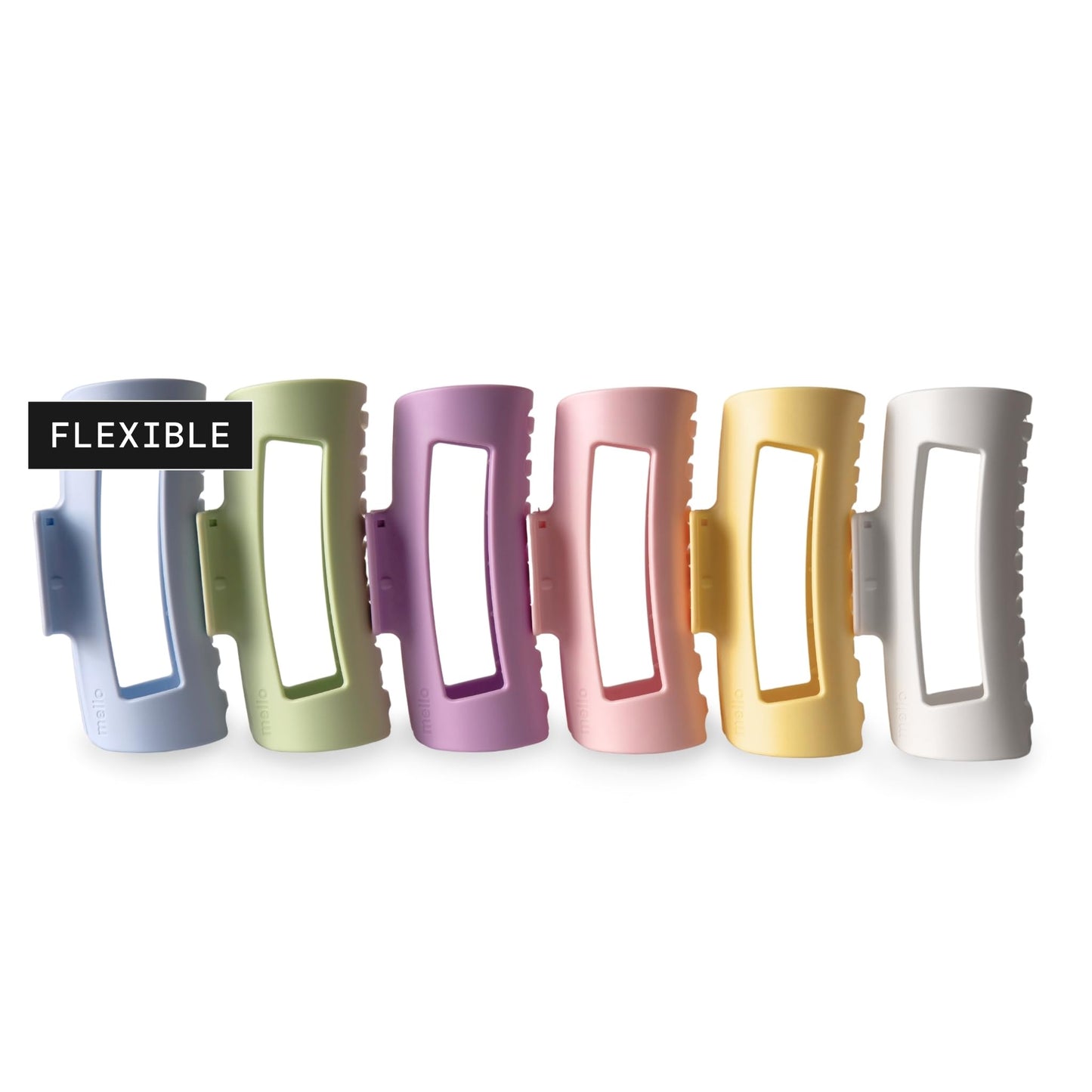 Mello Medium Hair Clip - Flexible Comfort Hair Claw for Women, For Thick & Thin Hair Styling, Durable Material, Matte Non-Slip Finish, Made in Korea, Patent Pending (6 Pack, Medium, Light)