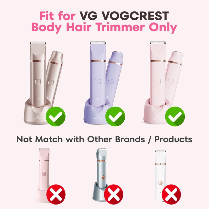 VG VOGCREST Bikini Trimmer Replacement Head: Compact Portable Painless Hair Removal & Precision Shaving Set for Women - Home Travel Bikini Area Use with Rotary Shaver Head(Pink)