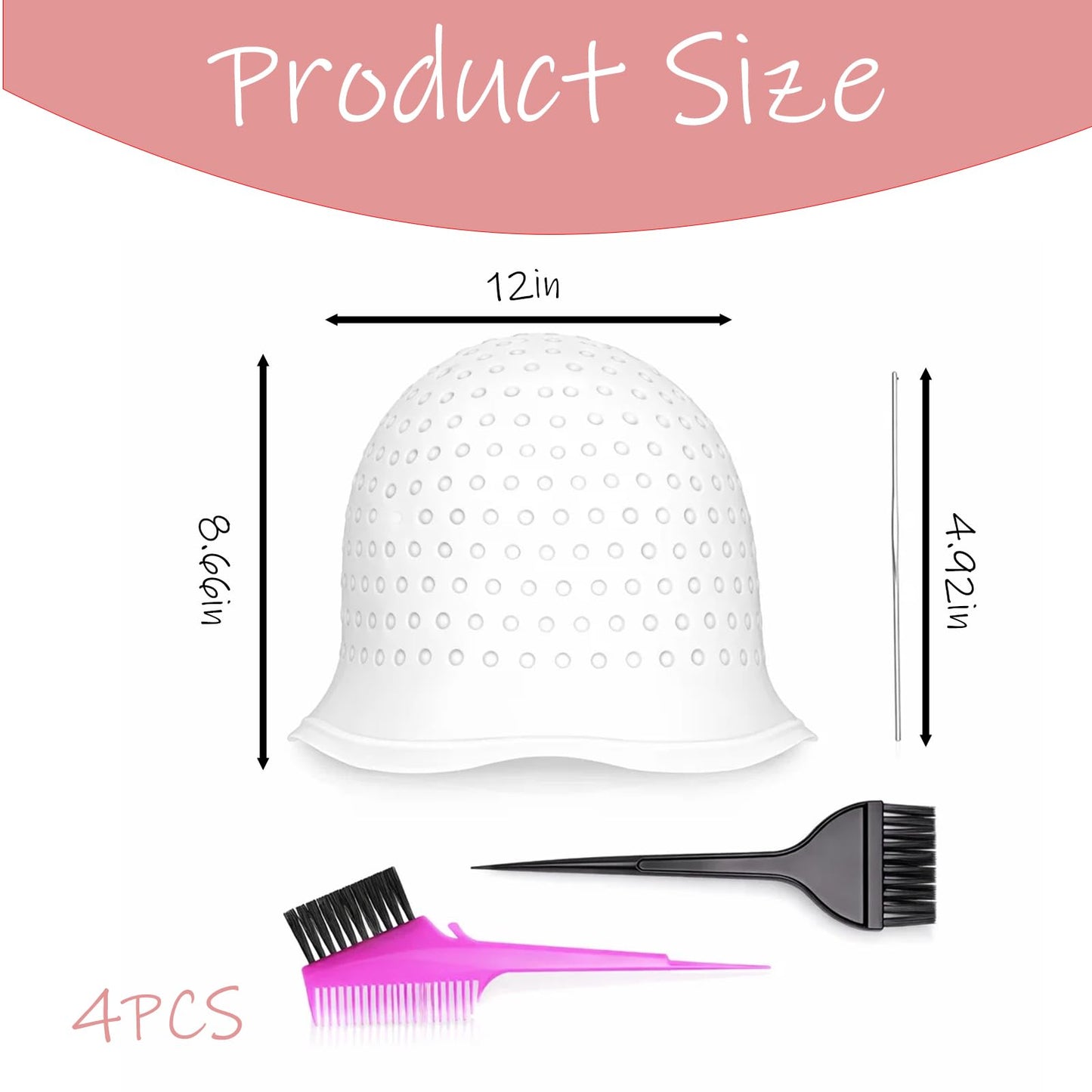4Pcs Hair Highlighting Cap Set, Highlight Caps for Hair, Hair Dye Cap Suitable for DIY Home Hairstylist, Professional Salon Stylist