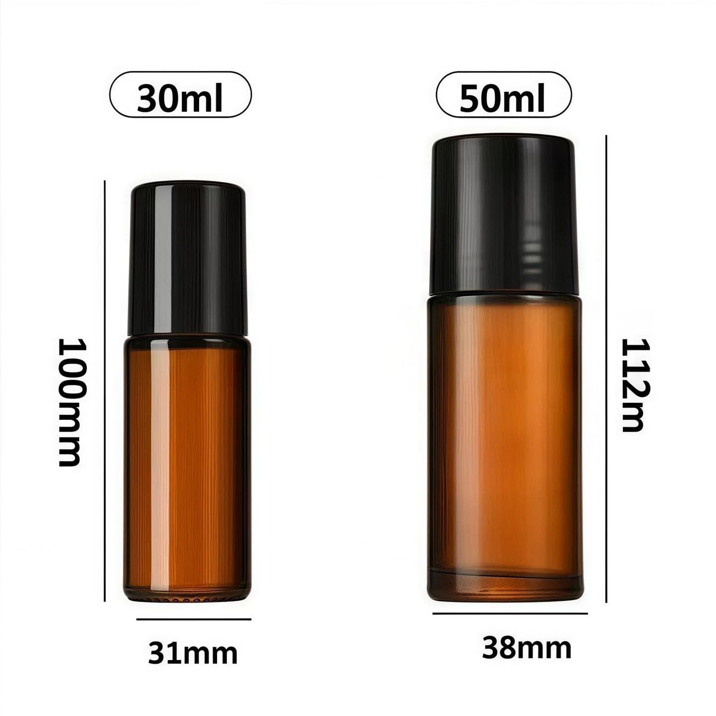 YuanHolumid 2Pcs Brown 30ml Glass Essential Oil Roller Bottles Refillable Roll on Bottles Empty Deodorant Bottle Containers Rollerball for Fragrance Roller