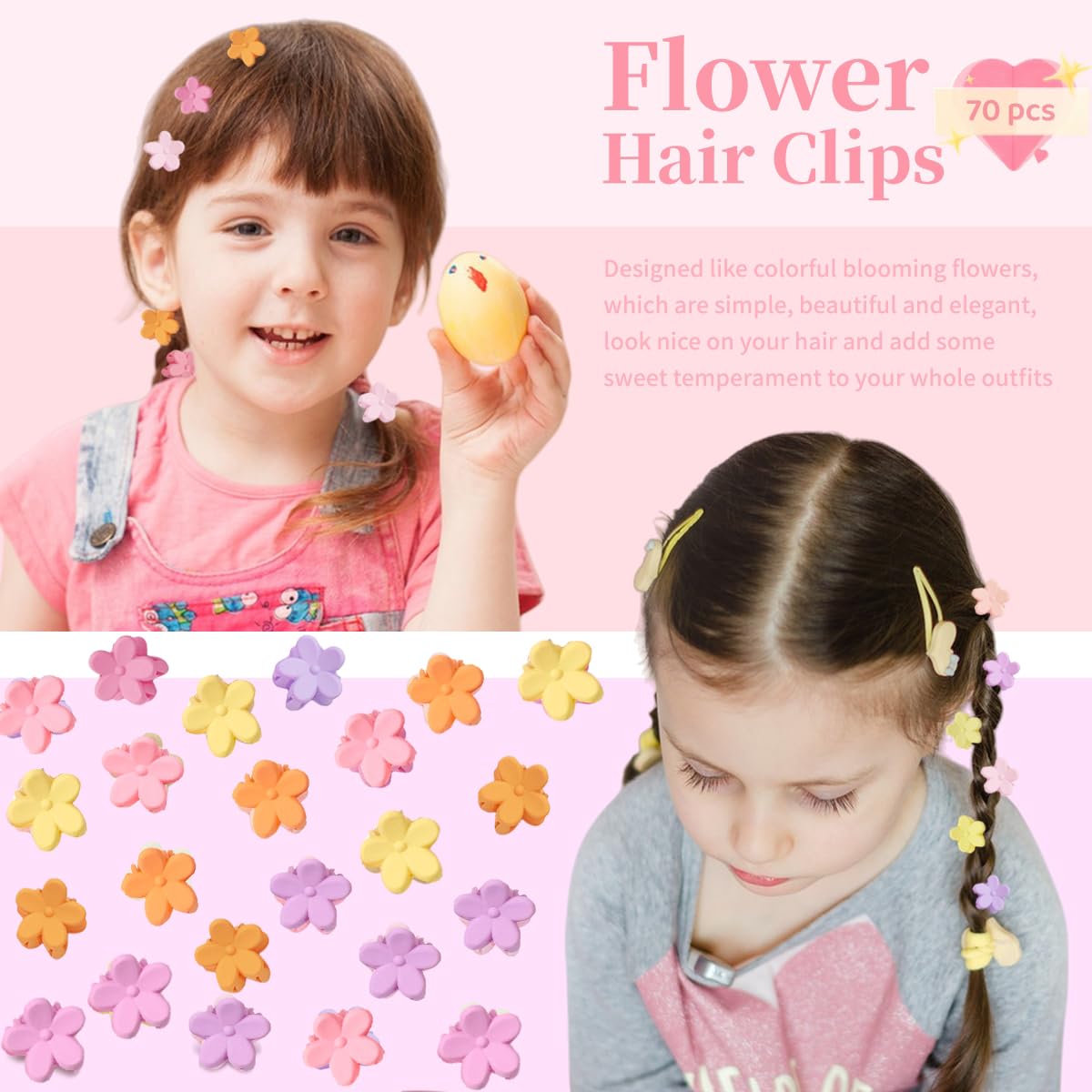 120 pcs Mini Hair Clips Colorful Hair Accessories Matte Claw Clips Star/Flower/Butterfly Hair Clips for Girls and Women 90s Y2K