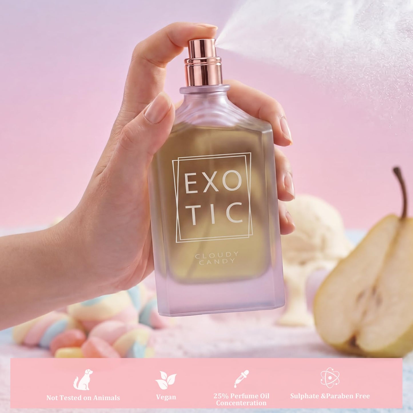 V.V.LOVE prive CLOUDY CANDY Eau de Parfum Sweet Vanilla and Rock Sugar Fragrance Irresistibly Cozy, Delightful Perfume for Women 3.4 oz/100 ml