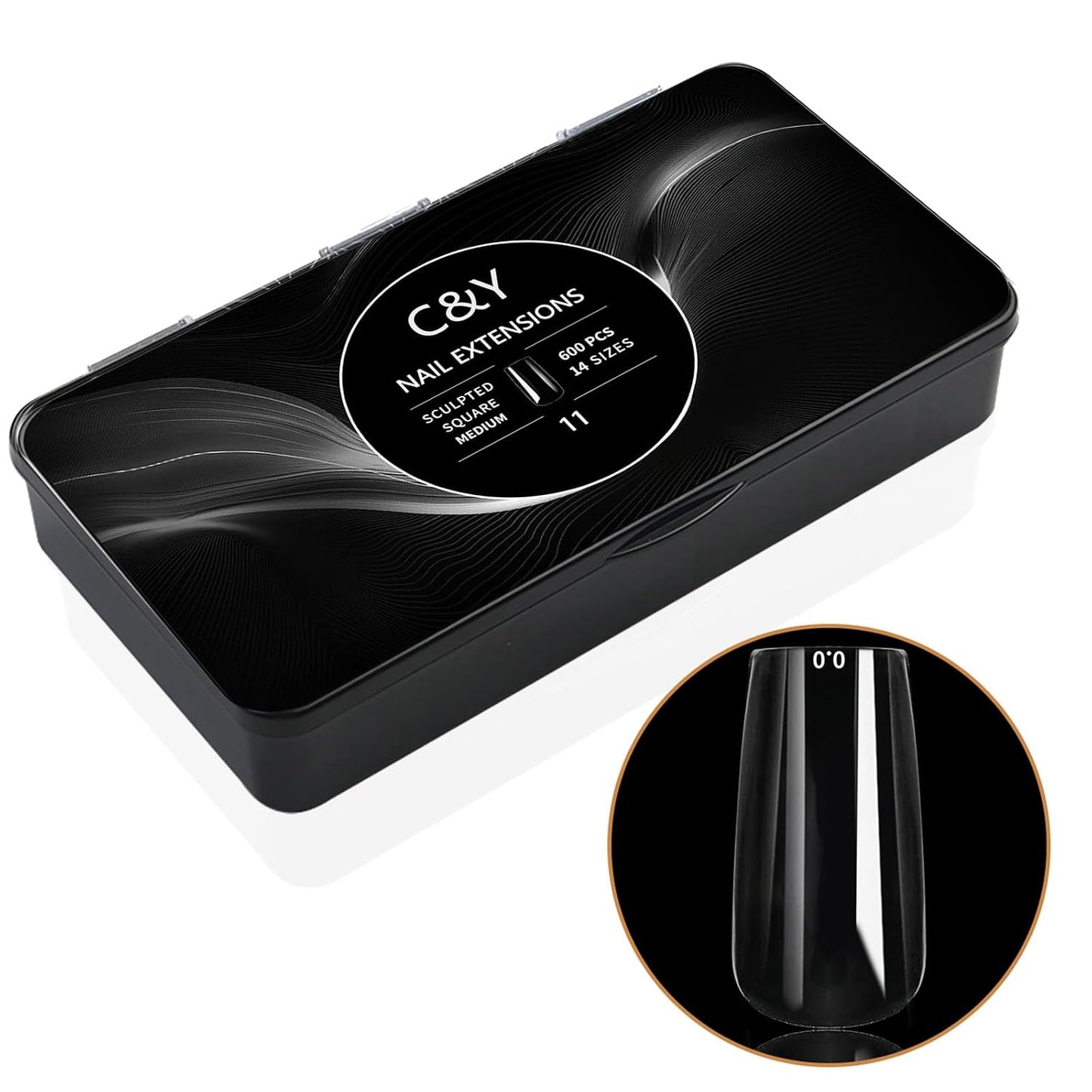 250pcs Sculpted XXLong Square Soft Gel Nail Tips - Full Cover Clear Acrylic Press-On Nails for Salon & DIY Manicure