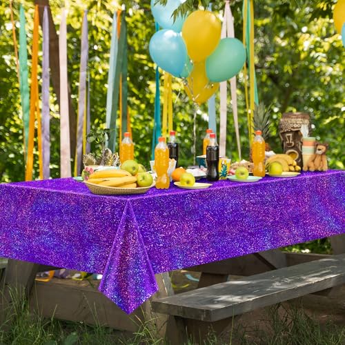 Just Shimmer Purple Holographic Tablecloths - 3 Pack, 40 x 108 in