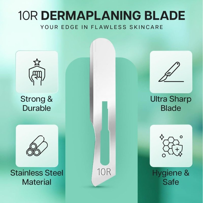 10R Dermaplaning Blades 100 Pack– Sterile Stainless Steel Scalpel Blade #10R – Scalpel Blades for Dermaplane Facial, Dermaplaning for Women & Men | Beauty Tools for Estheticians | Individually Wrapped