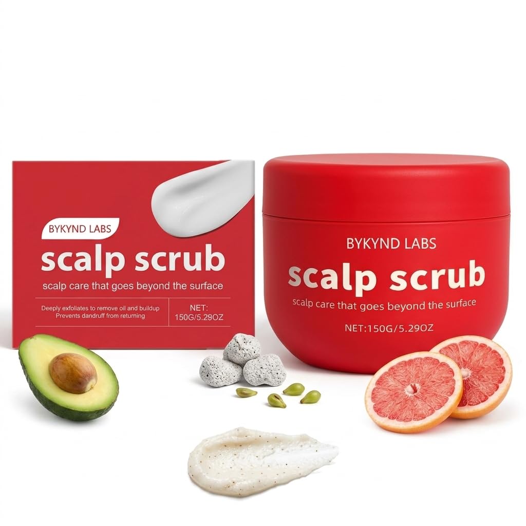 BYKYND LABS Avocado Oil Scalp Scrub - Natural Exfoliating Treatment with Grapefruit & Grapeseed Extracts | Vegan, Gluten-Free