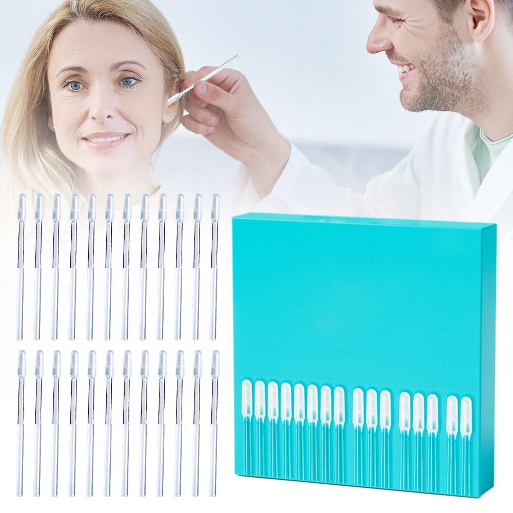 Earwax Removal Adhesive Swabs, Reusable Ear Wax Removal Tools with Dust Cover Packaging, Cotonetes para Limpiar Oidos for Kids and Adults (L, 24 pcs)
