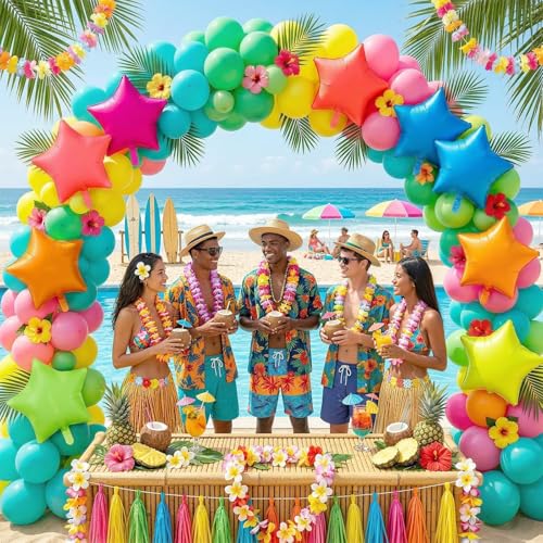 Rainbow Star Foil Balloons Set – 12 Pcs 19 Inch Neon Colors for Parties