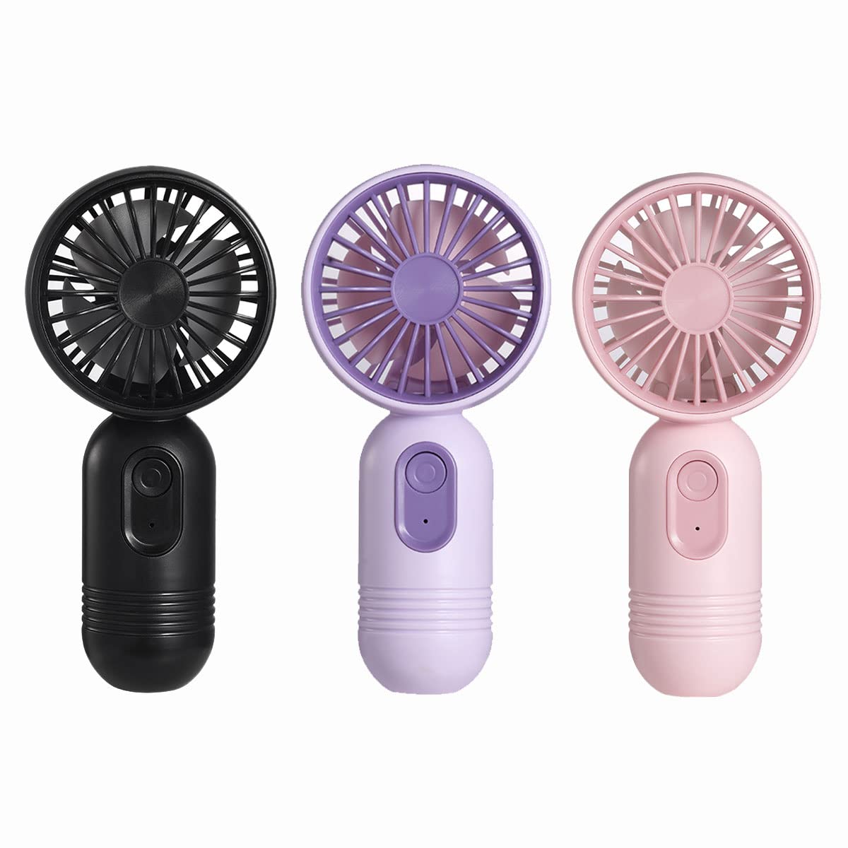 JODNO Mini Portable Fan 3 Pack, Cute Handheld Battery Operated Lightweight Small Personal Fans with 3 Speeds and USB Rechargeable Eyelash Fan for Women Men Office Outdoor Travel Camping